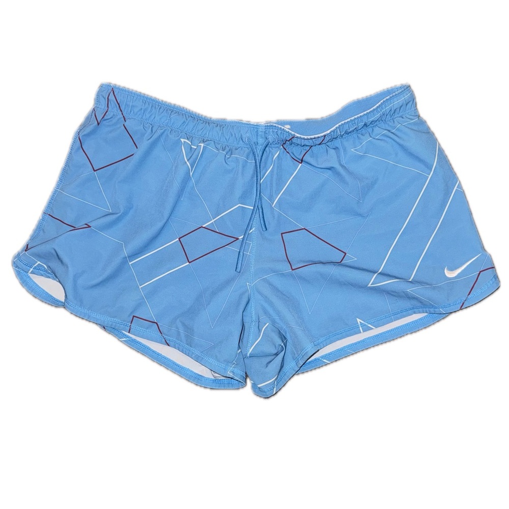 Nike Women's XL Athletic Running Shorts in Blue with Geometric Pattern